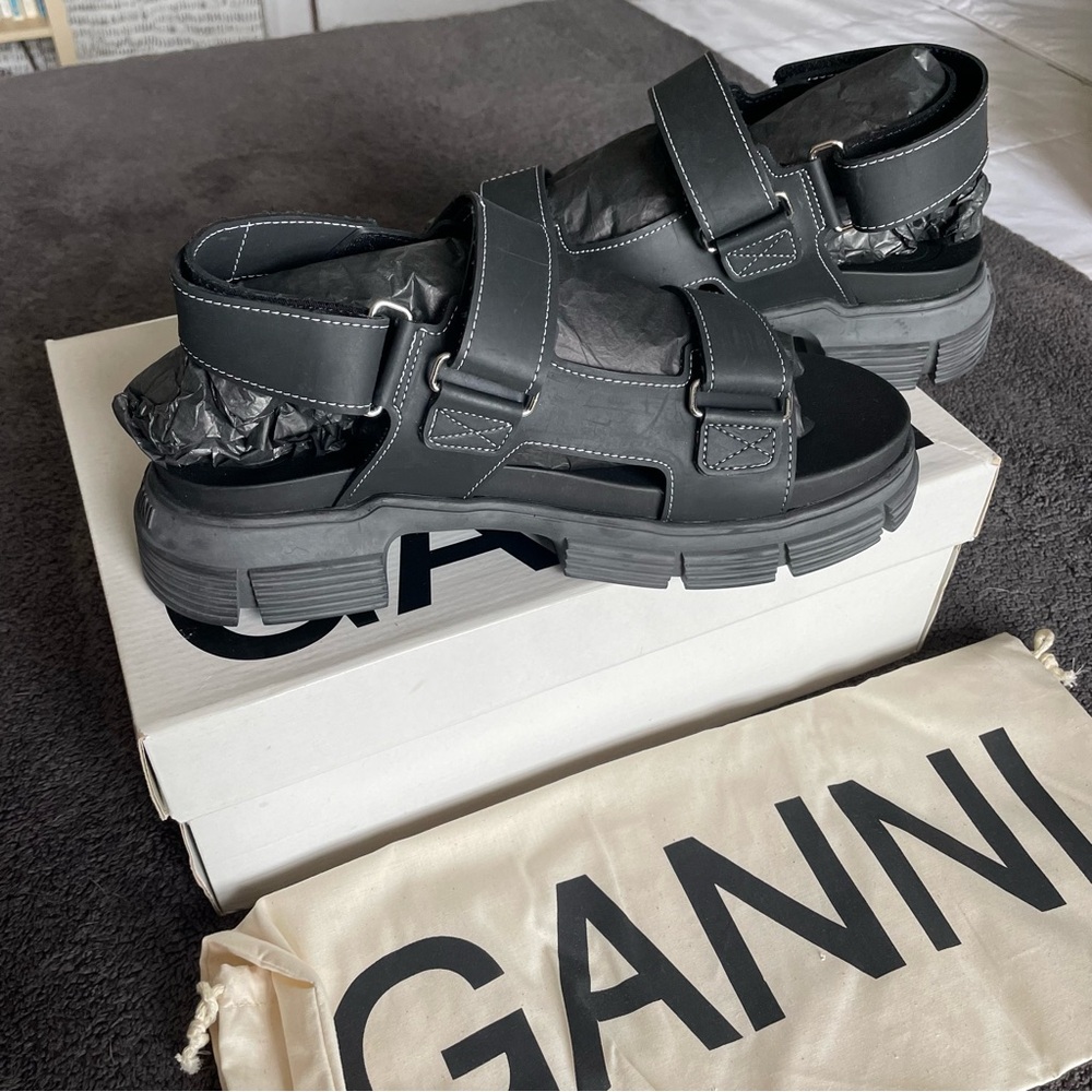 NWT GANNI CHUNKY RUBBER SOLE SANDAL W/VELCRO SIZE 40 - Picture 8 of 8